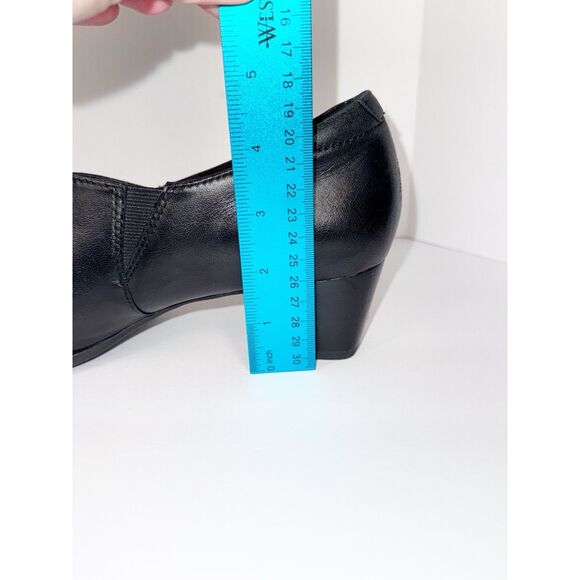 Clarks Rosalyn Adele Black Leather Shootie Block Heel Bootie Pump Office Sz 8 - Picture 11 of 14